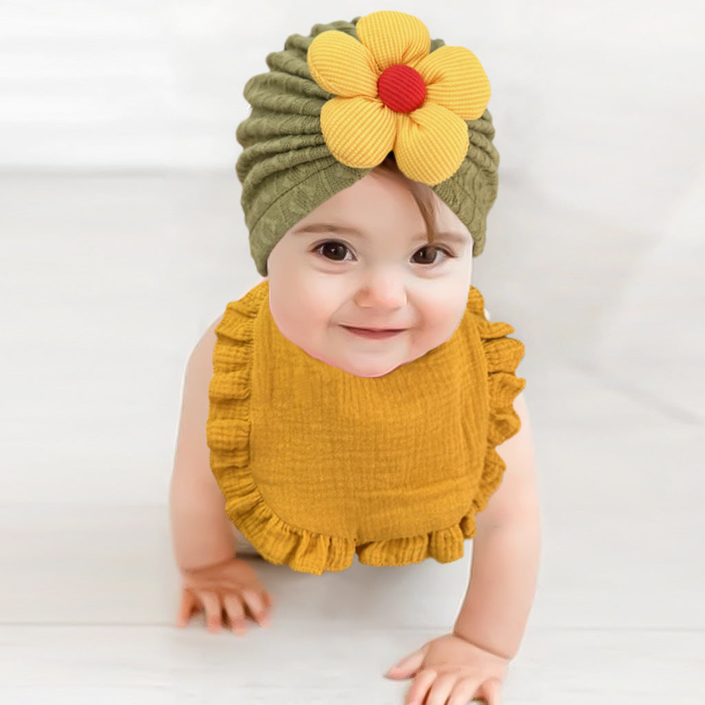 Newborn Baby Hat And Muslin Drool Bib Set