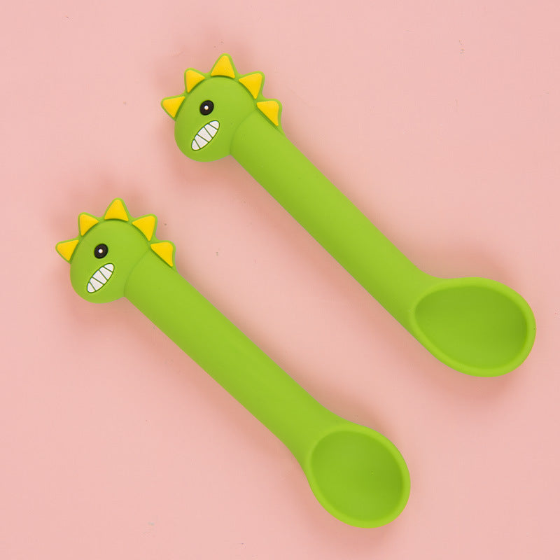 Baby Silicone Training Feeding Spoon Cartoon Soft Head