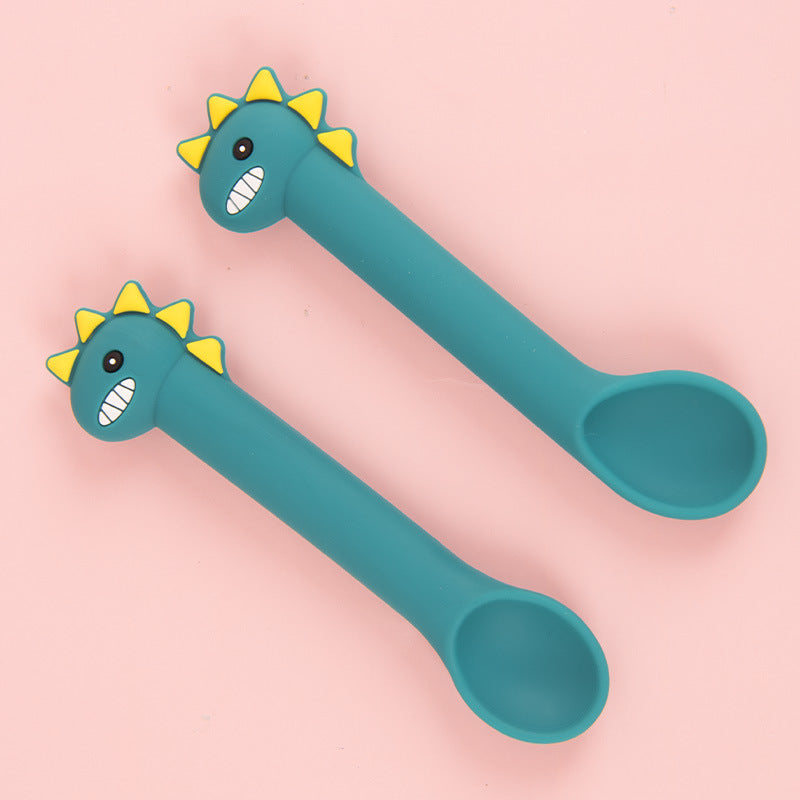Baby Silicone Training Feeding Spoon Cartoon Soft Head