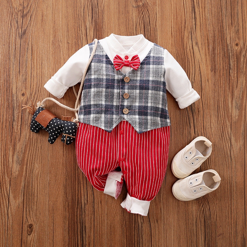 Spring Autumn Baby Gentleman Long Sleeve Jumpsuit