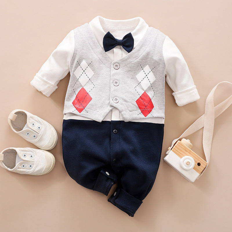 Spring Autumn Baby Gentleman Long Sleeve Jumpsuit