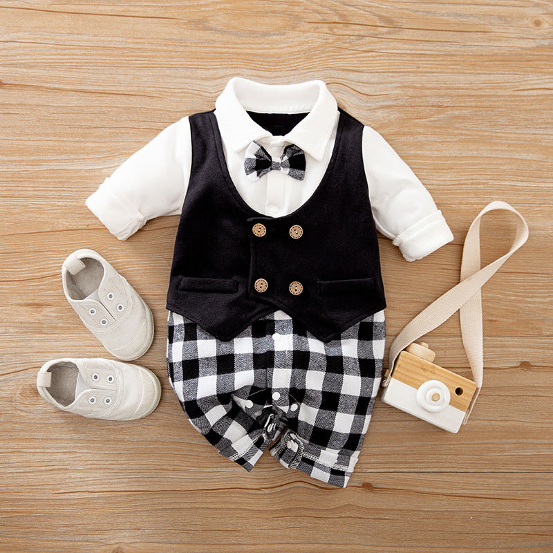 Spring Autumn Baby Gentleman Long Sleeve Jumpsuit