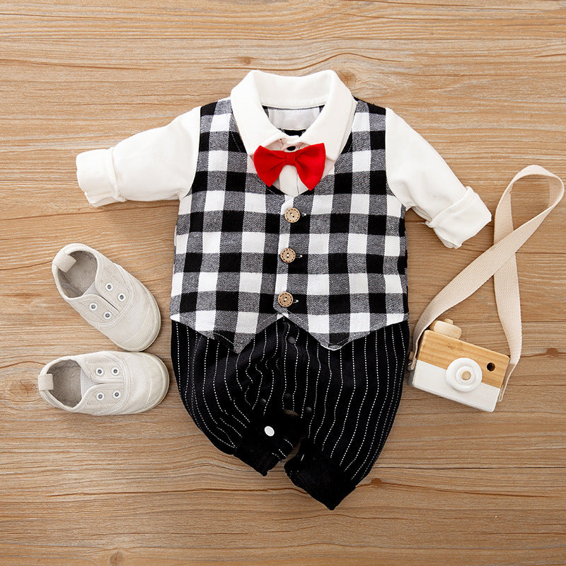 Spring Autumn Baby Gentleman Long Sleeve Jumpsuit