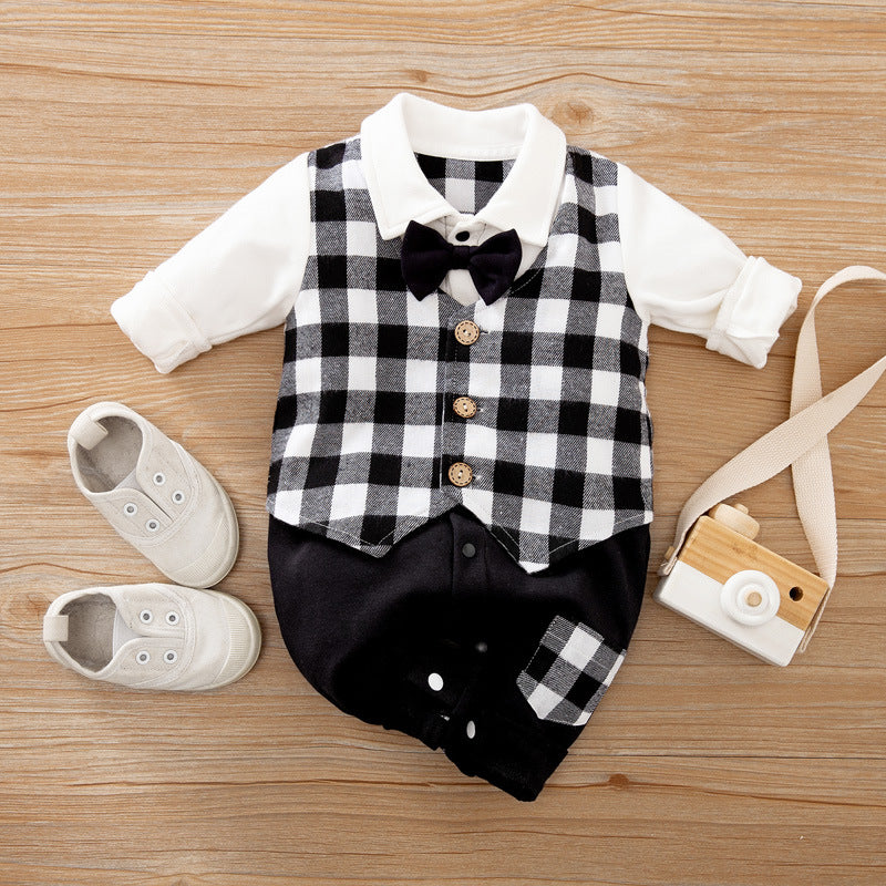 Spring Autumn Baby Gentleman Long Sleeve Jumpsuit