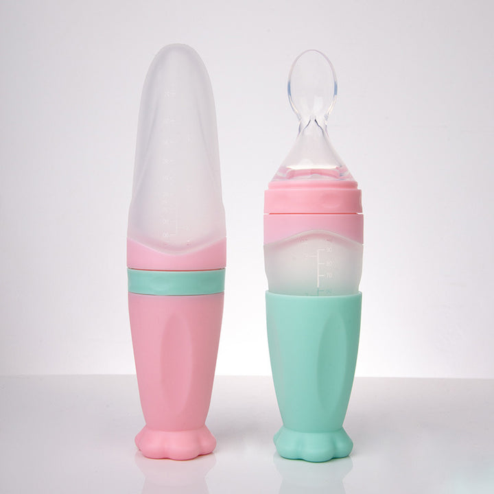Silicone Baby Rice Cereal Feeding Bottle Spoon
