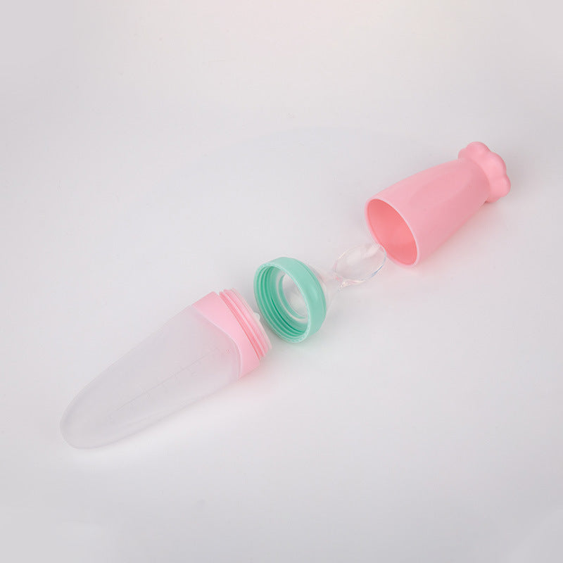 Silicone Baby Rice Cereal Feeding Bottle Spoon