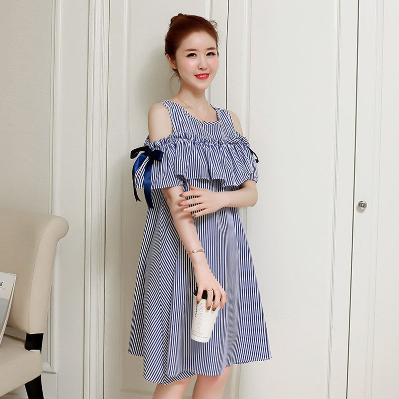 Mid-Length Maternity Breastfeeding Summer Dress Set