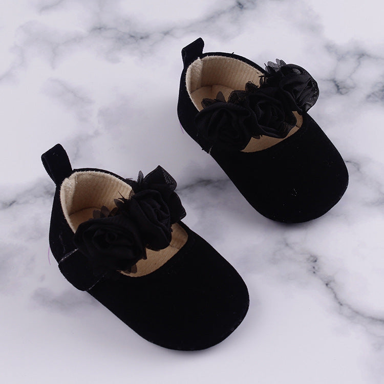 Soft Soled Cotton Baby Flower Shoes