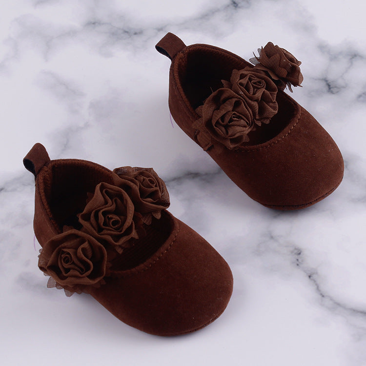 Soft Soled Cotton Baby Flower Shoes