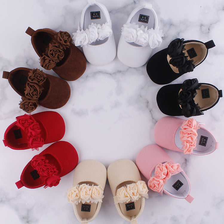 Soft Soled Cotton Baby Flower Shoes
