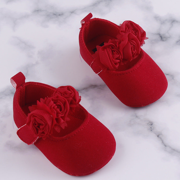 Soft Soled Cotton Baby Flower Shoes