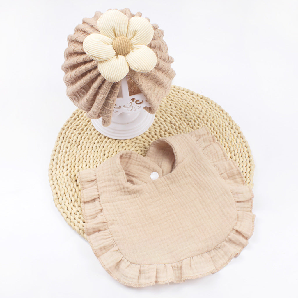 Newborn Baby Hat And Muslin Drool Bib Set