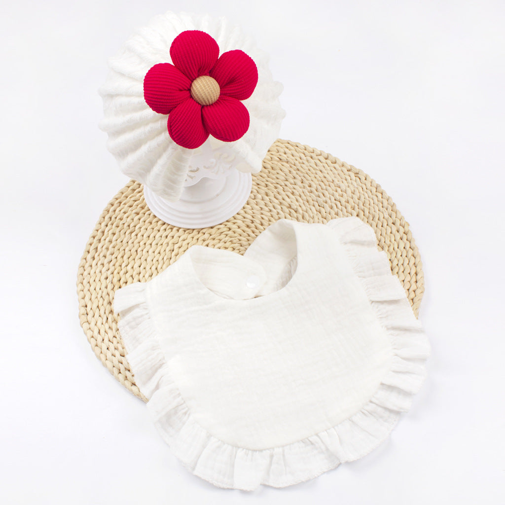 Newborn Baby Hat And Muslin Drool Bib Set