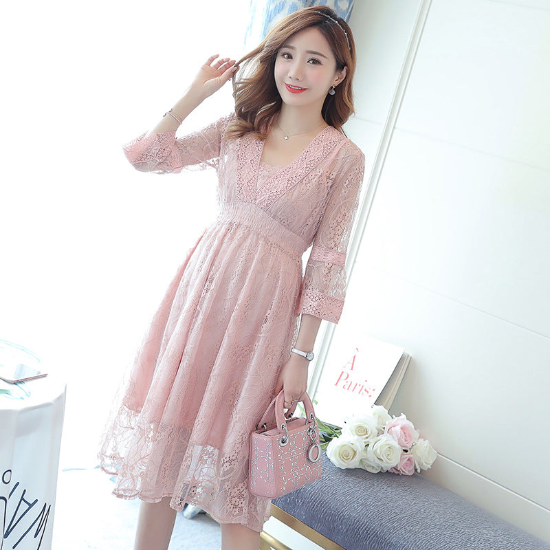Two-piece Maternity Dress With Lace Dress