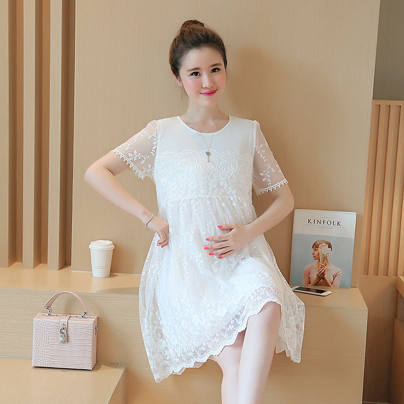 Korean Lace Crochet Maternity Summer Dress
