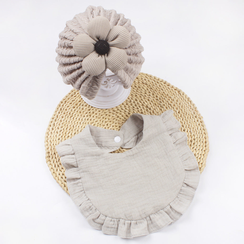 Newborn Baby Hat And Muslin Drool Bib Set
