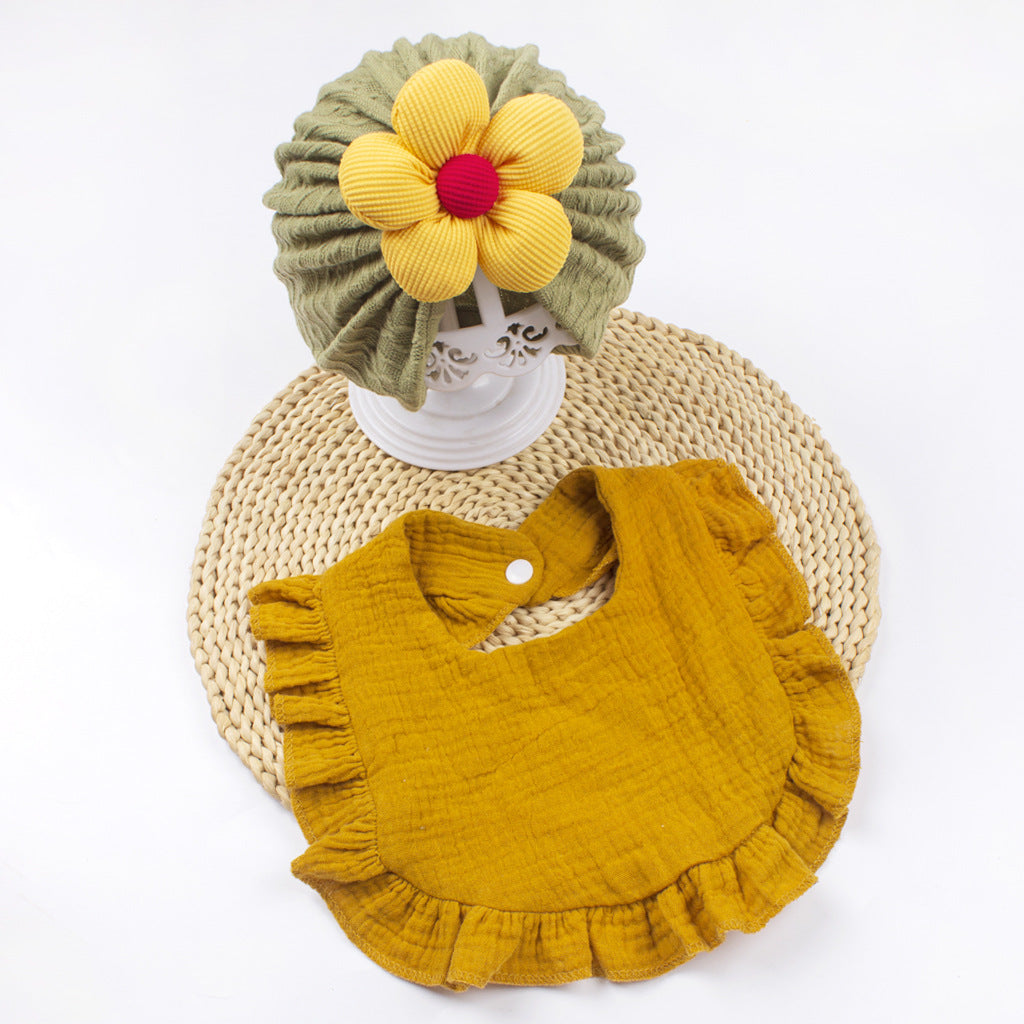 Newborn Baby Hat And Muslin Drool Bib Set