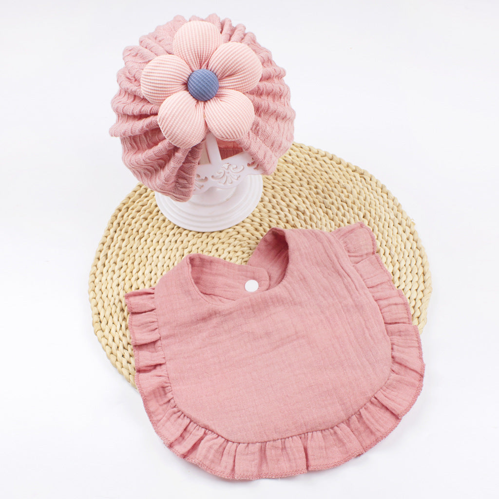 Newborn Baby Hat And Muslin Drool Bib Set