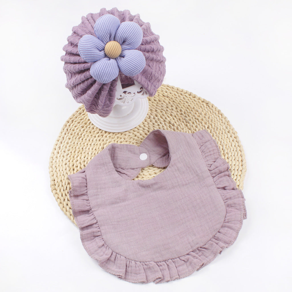 Newborn Baby Hat And Muslin Drool Bib Set