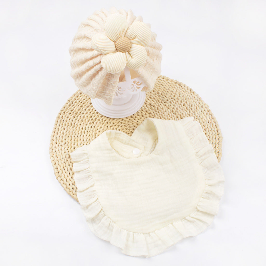 Newborn Baby Hat And Muslin Drool Bib Set